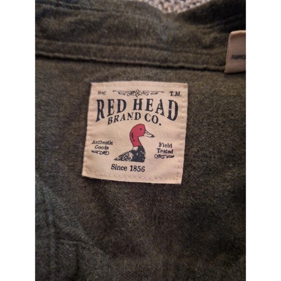 Red Head Shirt Men's XLarge Green Heavy Cotton Long Sleeve Button - Picture 4 of 11